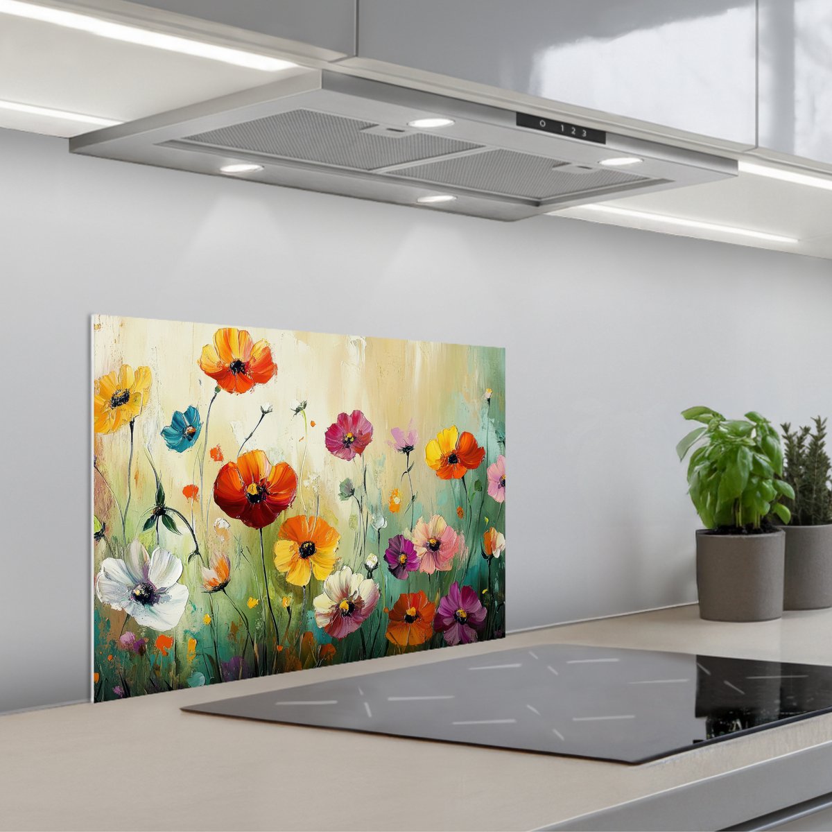 KitchenYeah Spatscherm 60x45 cm Zelfklevende achterwand Kunst Bloemen Lente Natuur Keuken muurbeschermer Spatwand fornuis