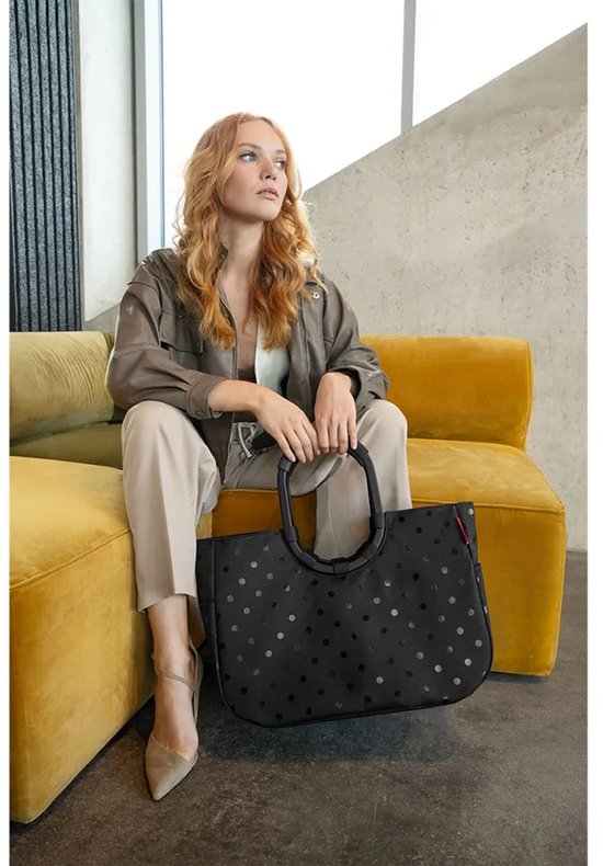 Reisenthel Loopshopper L Shopper Sac de Course - 25L - Frame Glossy Dots Noir