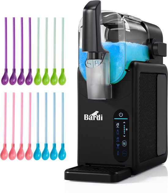 Bardi Slush Hero® Combi – Slushmachine - Slush Puppy Maker 2,6L + 12 Slush Lepelrietjes – Voor Slushies, Milkshakes, Frappé & Frozen Cocktails – Zelfreinigend – Zwart