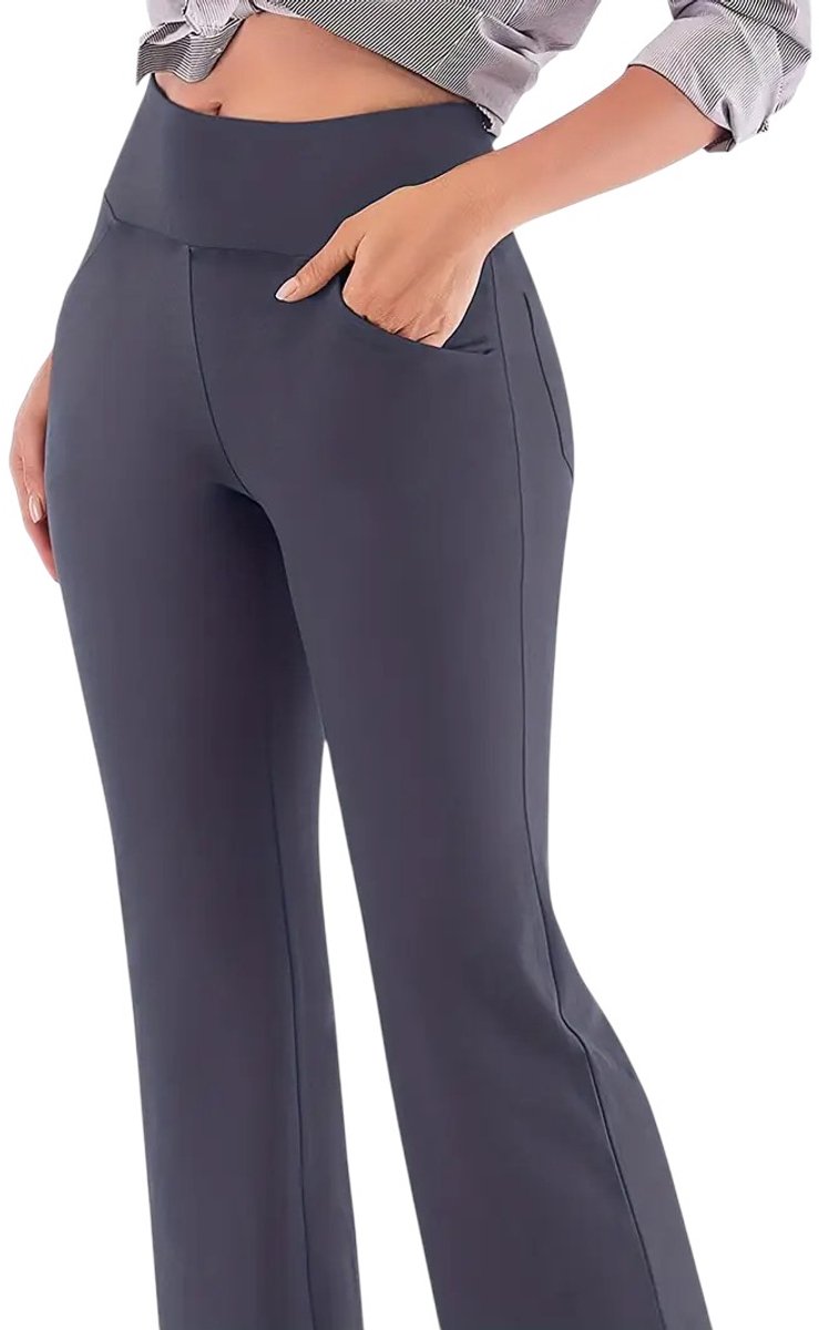 THE GYM PEOPLE Jeggings broek met hoge taille voor dames, elastische buikcontrole, skinny jeanslegging met zakken, Zwart Grijs, XL THE GYM PEOPLE Jeggings broek met hoge taille voor dames, elastische buikcontrole, skinny jeanslegging met zakken, Zwart Grijs, XL