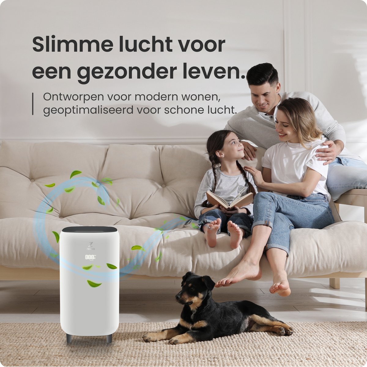 Zenvo Luchtreiniger- 360 m3/u - Werkt tegen huisstofmijt, hooikoorts, allergie, stof - Met HEPA 13 Filter - Air Purifier - Clean Air — afbeelding 6