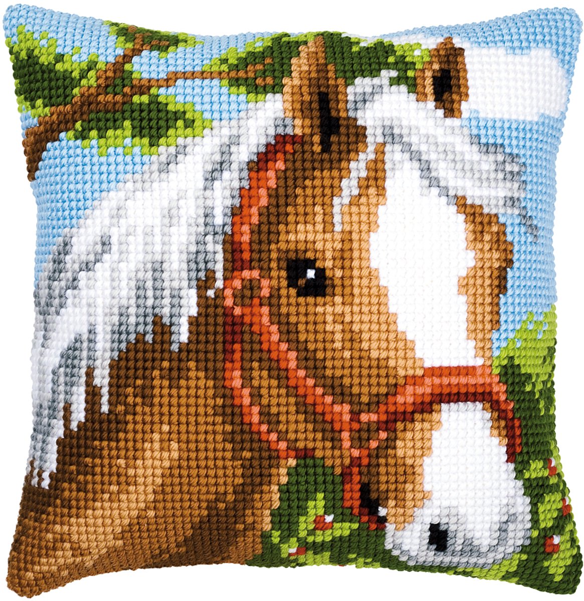 Vervaco - Kruissteekkussen kit - Paard - PN-0008624 - Borduren - Borduurpakket - Borduurpakket volwassenen - Borduurpakket kind