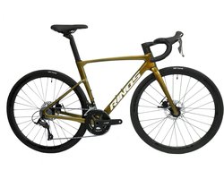 Rinos Odin 1 Carbon Road - RaceFiets - met UCI Frameset- met Shimano SORA 18 versnellingen en schijfremmen - lichte fiets voor dames en heren - 700 x 40C - Kameleon Goud Groen L-56