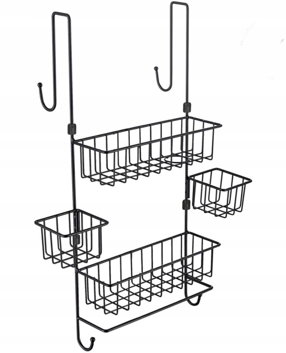 Zwart RVS Douche Organizer - Wandrek Zonder Boren