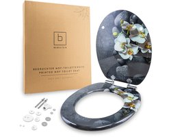 Benkstein Wc-bril diepgrijze ontsnapping – antibacterieel duroplast toiletbril met softclose & snelsluiting – afneembaar en bedrukt design
