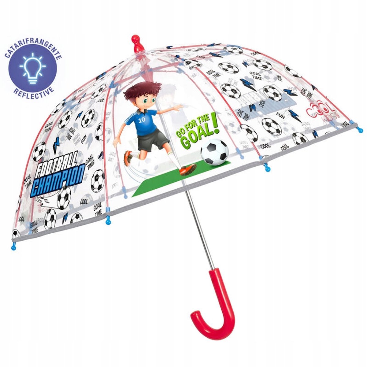 Transparante kinderparaplu Voetballer Reflecterend - Licentieproduct