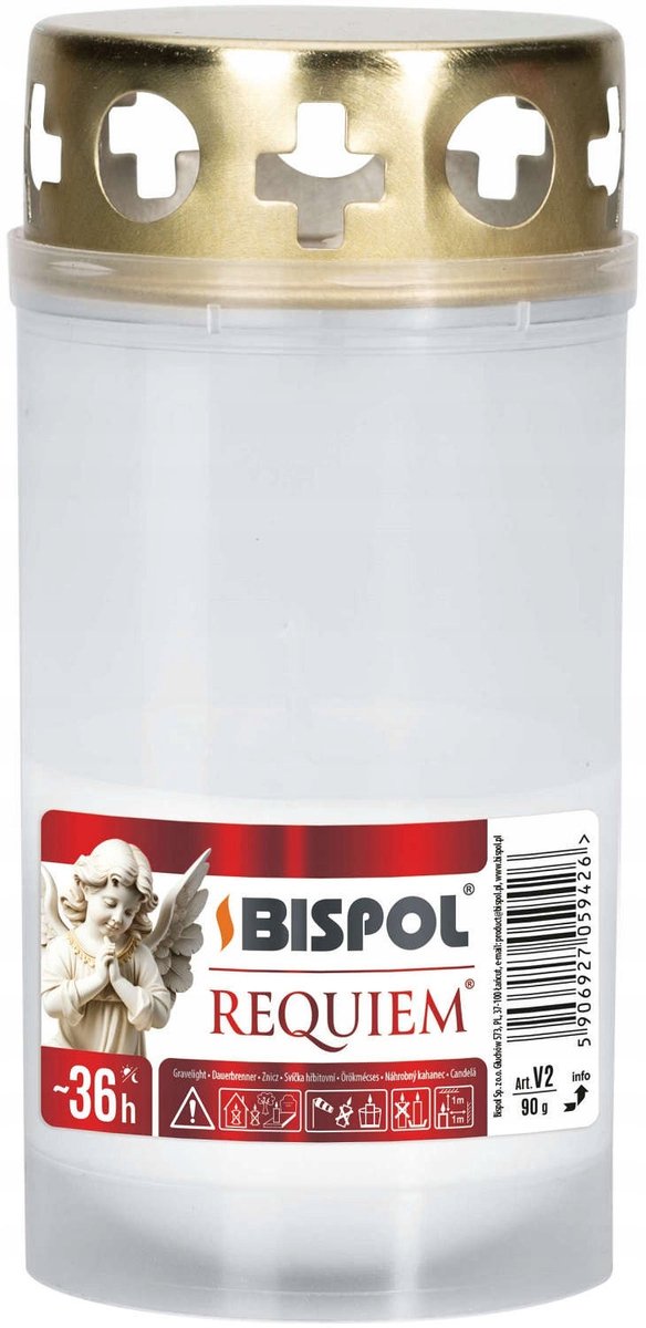Witte Plastic Grafkaars met Deksel - Brandduur 1,5 dag, Ø 6cm