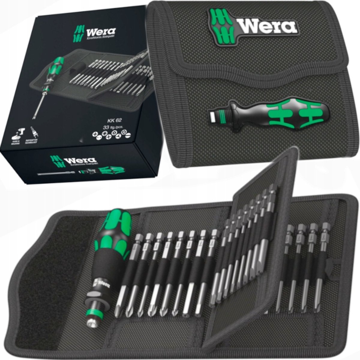 Wera Kraftform Kompakt 33-delige bitset met handgreep en koffer