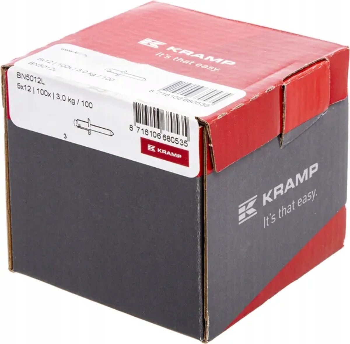 Kramp Aluminium/Stalen Niet, 5x12mm, Grote Kop