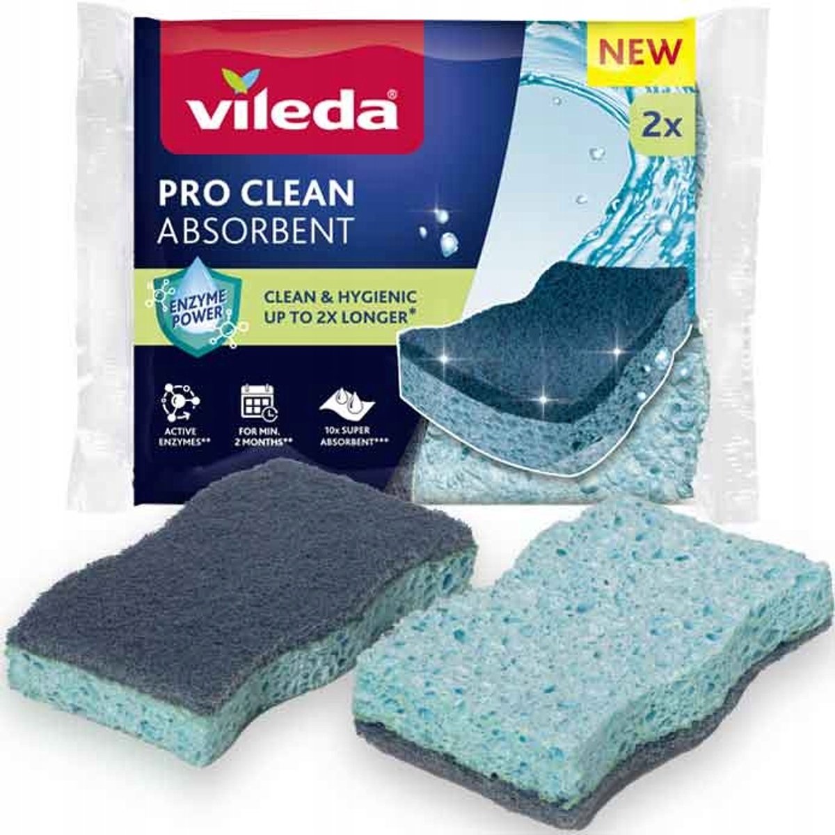 Vileda Pro Clean Spons met Enzymen - 2 st