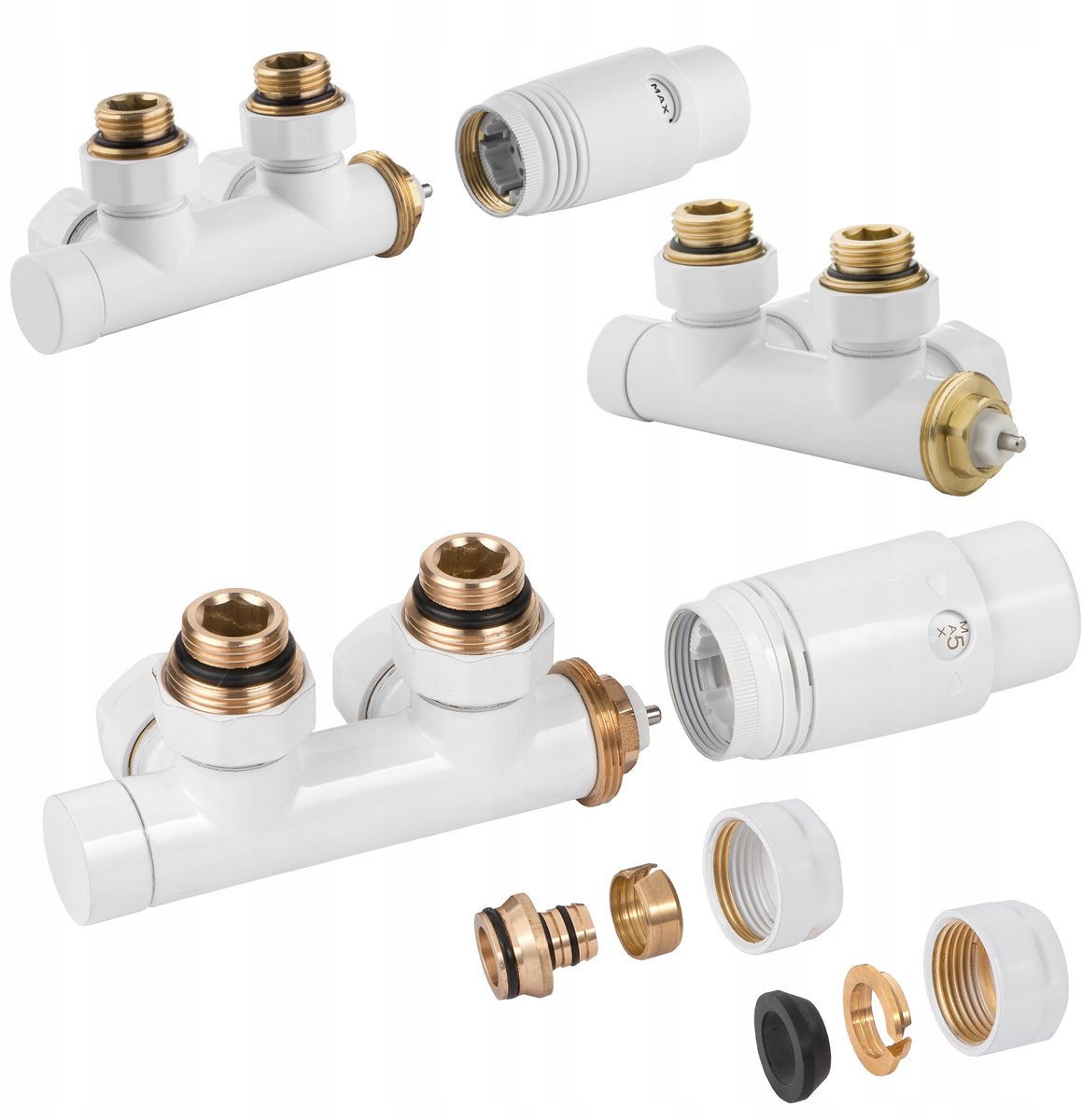 Invena Duplex Thermostatische Radiatorafsluiter Set Wit