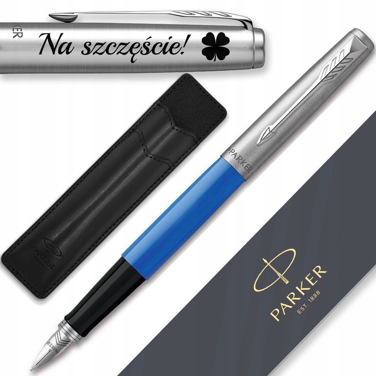 Parker Jotter 60 Vulpen Blauw met Zwart Kast & Gratis Gravure