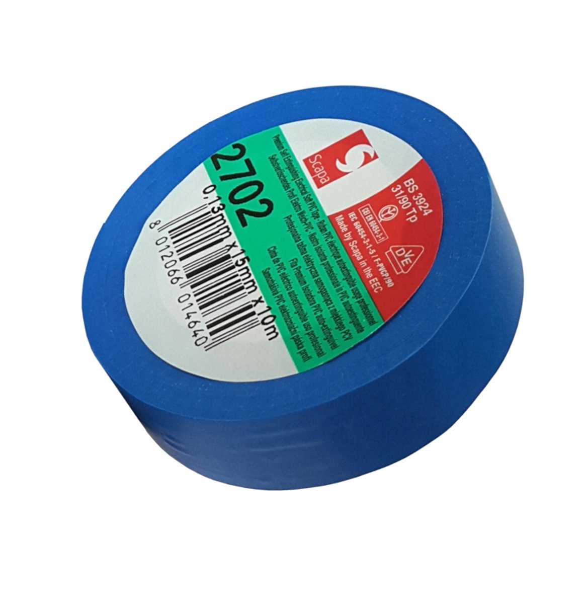 Merkloze Blauwe PVC Isolatietape 15mm x 10m - Zelfdovend, VDE, UL