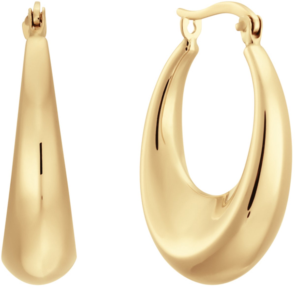 Glow 207.0972.00 Dames Oorbellen - Oorringen - Sieraad - 14 Karaat Goud - 7 mm breed - 28 mm lang