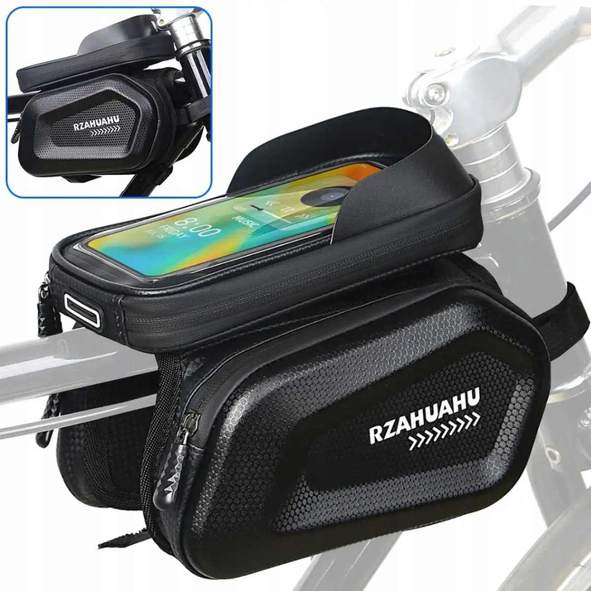 Waterdichte Fietsframetas 1L met Telefoonhouder & Reflectie