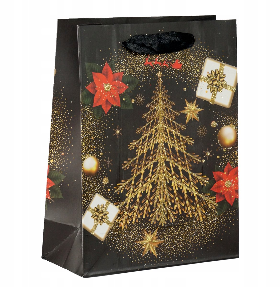 Kerstcadeauzakje met kerstboomprint - 24x18x8 cm
