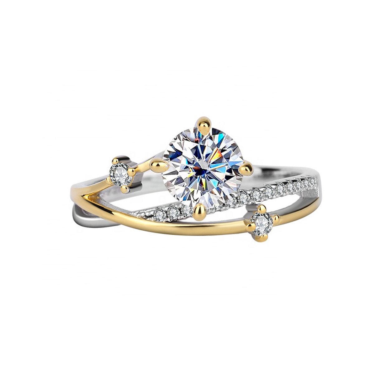 Titanix Dames Ring – 1 Karaat Moissanite met GRA-Certificaat (Diamant Alternatief) – 925 Sterling Zilver – 18K Goud Verguld – Luxe Cadeauring – maat 52 / 16.50 mm