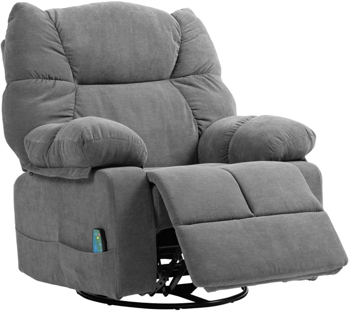 Elektrische Massagestoel - Power Massagefauteuil - 5 Massagestanden - Draaibaar - 145 Graden Kantelbaar - met Afstandsbediening - tot 150 kg - Relaxfauteuil - TV Stoel - Donkergrijs