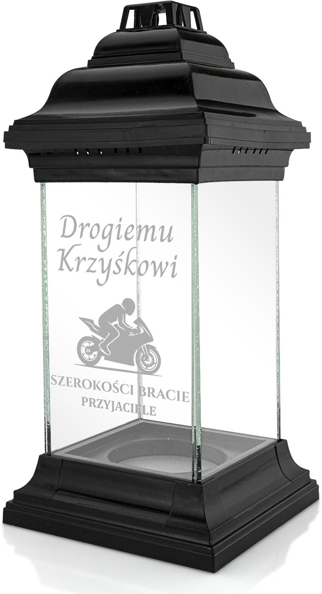 Motorrijderskaars met gravure - Czarna Kapliczka begraafplaats