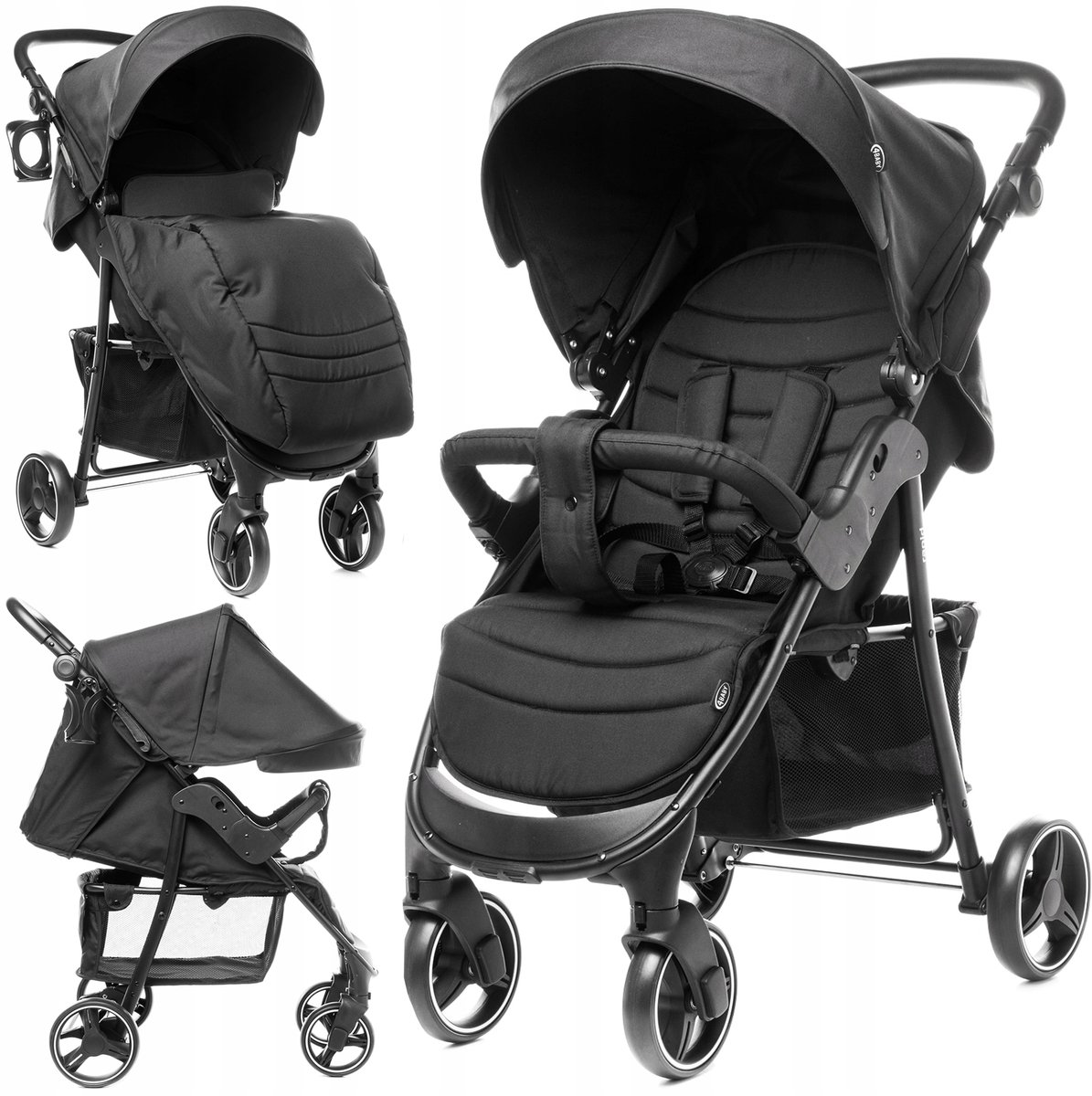 Lichte Kinderwagen 0-22kg met Grote Wielen en Verstelbare Functies