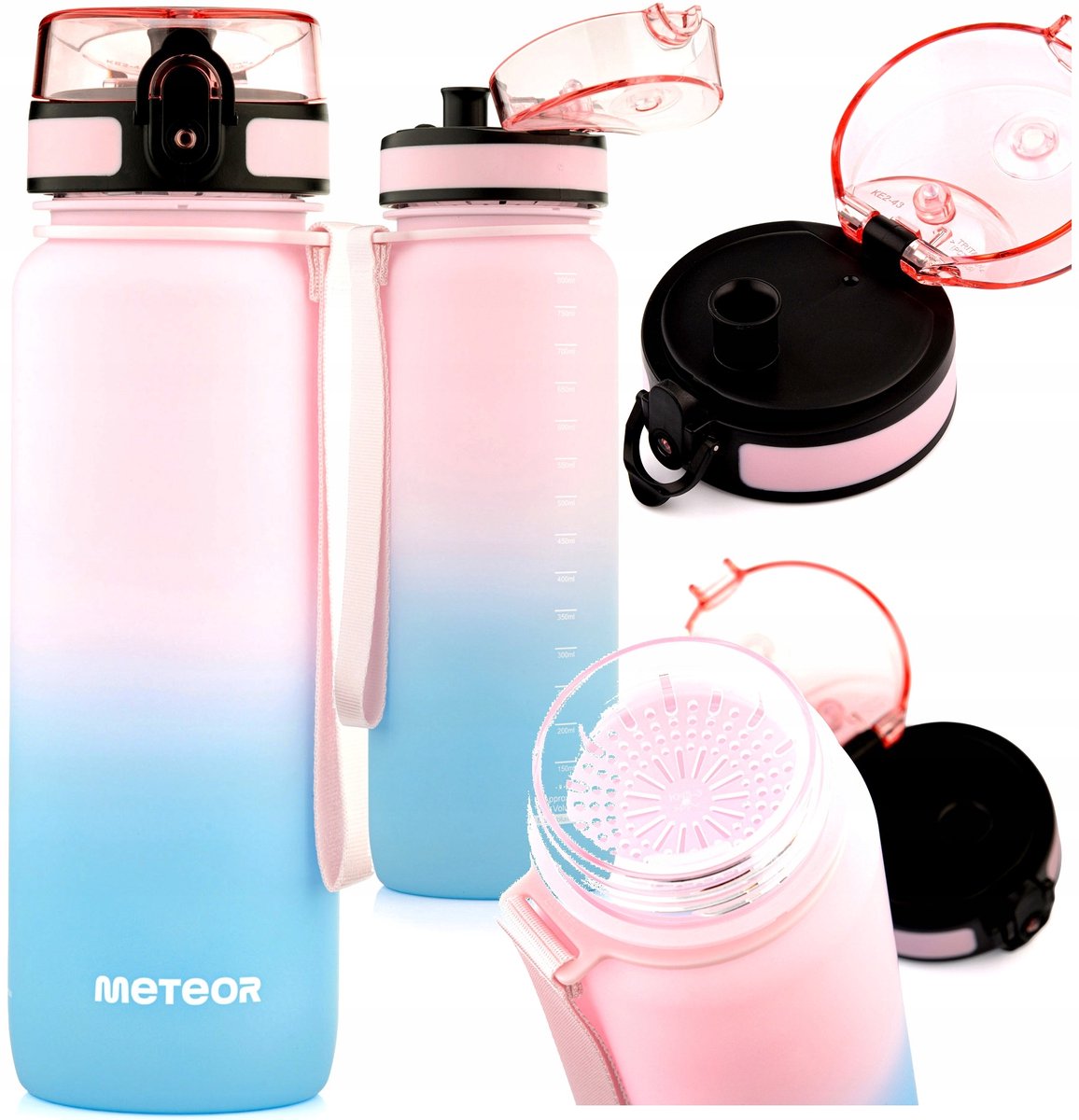 Meteor Sport Bidon 800ml Blauw/Roze - Duurzaam & Lekvrij