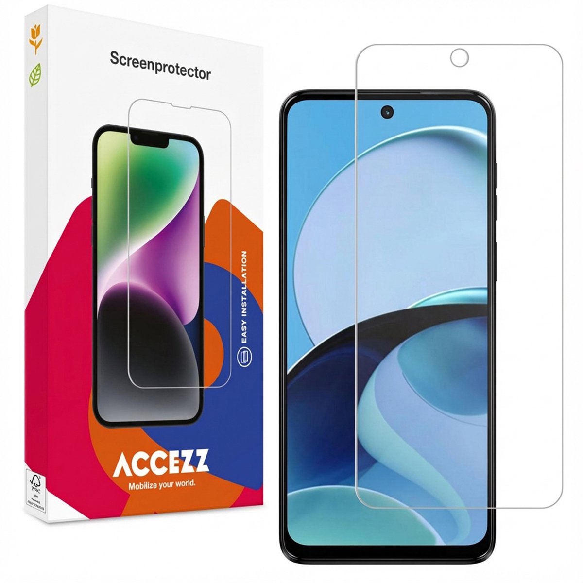 Accezz Screenprotector Geschikt voor Motorola Moto G14 - Accezz Gehard Glas Screenprotector