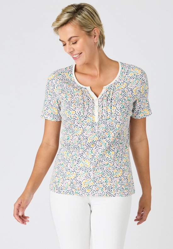 Damart - T-shirt en coton pur côtelé fin - Femmes - Multicolore - S