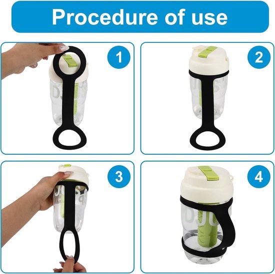 2-delige Fleshouder Greep Accessoire - Anti-slip Siliconen Handvatriem Voor Elke Fles - Zachte Bandhouder Voor Gym & Workout, Zwart — afbeelding 4
