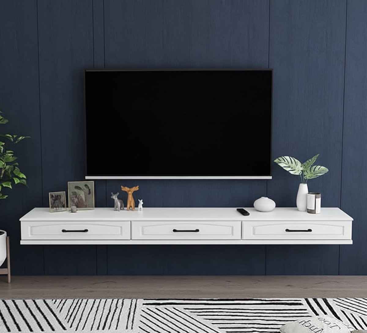Luxe Wandgemonteerd TV Meubel met Opbergruimte – Zwevend TV-Dressoir met Kabelmanagement –