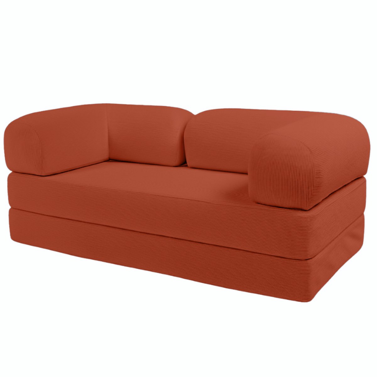 Bananair - 2-zits Bank - Modulaire slaapbank - Bedbank - Ribfluweel - 90x180 cm - Terracotta