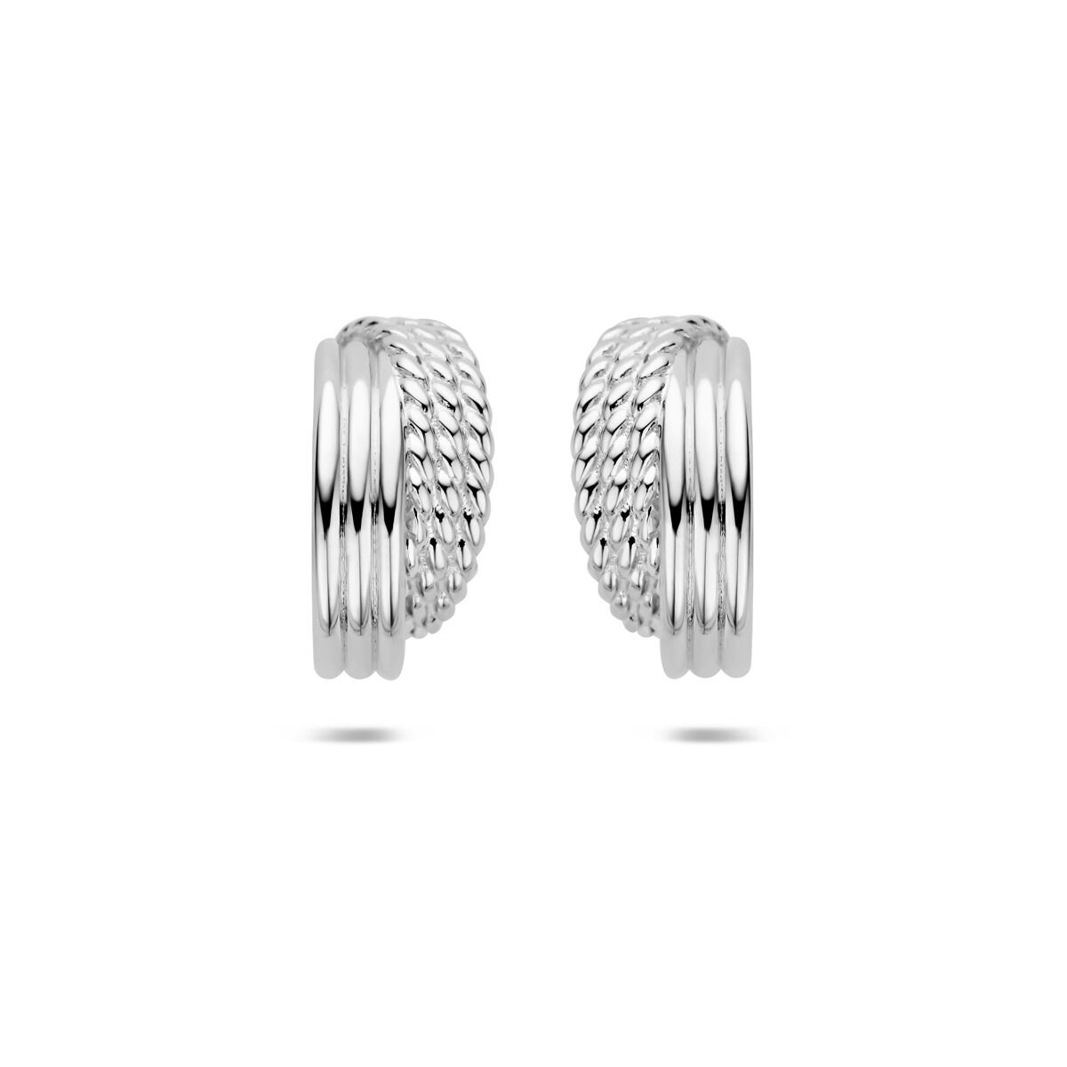 Zilveren gerhodineerde stekeroorringen 16 mm - 1342322