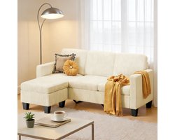 Bealife AR93 Hoekbank - L-vormige bank - Corduroy - Vierzits - 188×137×89cm - Lichtgeel