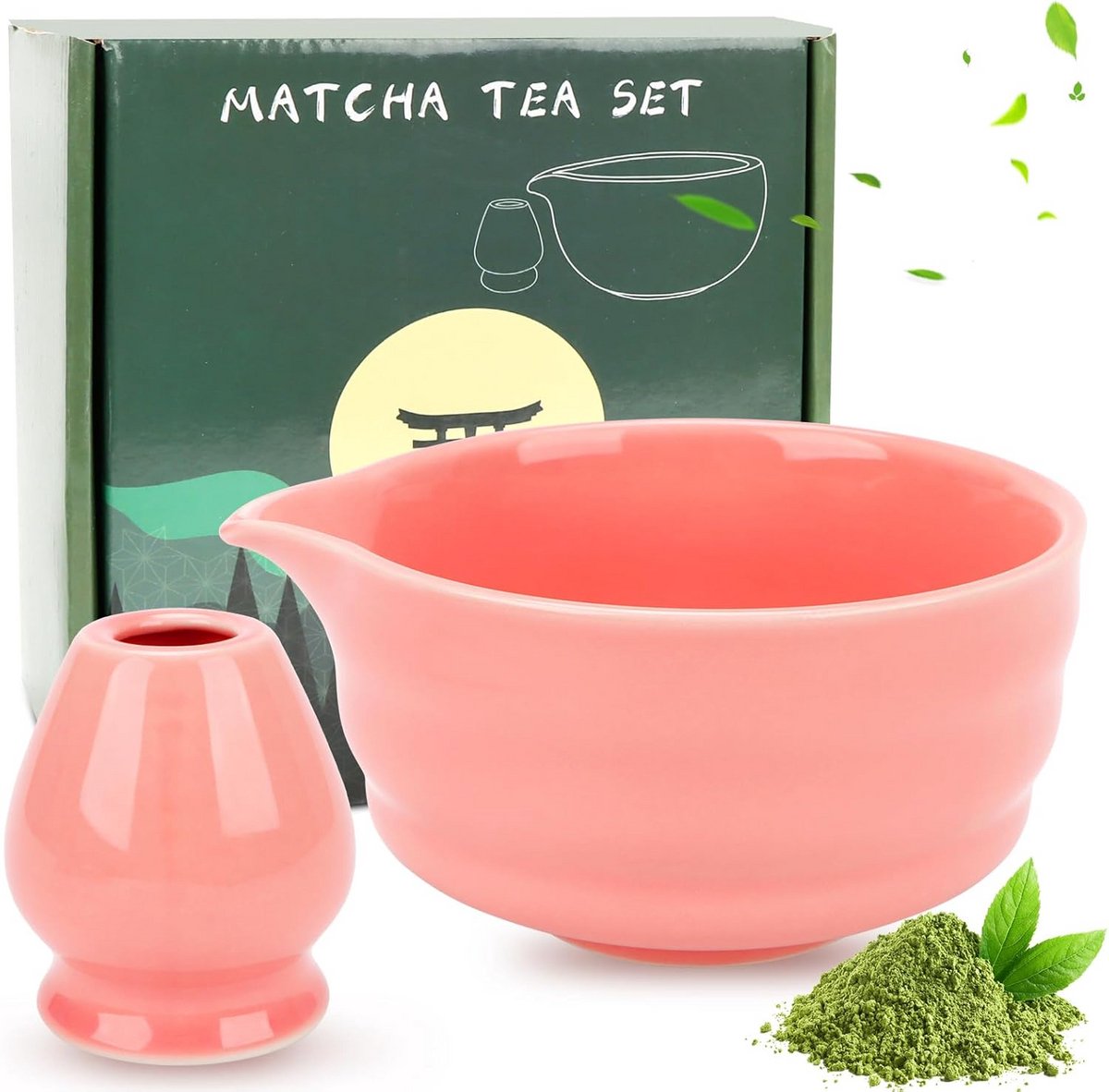 Grote Matcha Kom met Gietlip, Keramisch Theekop voor Matcha Latte en Thee