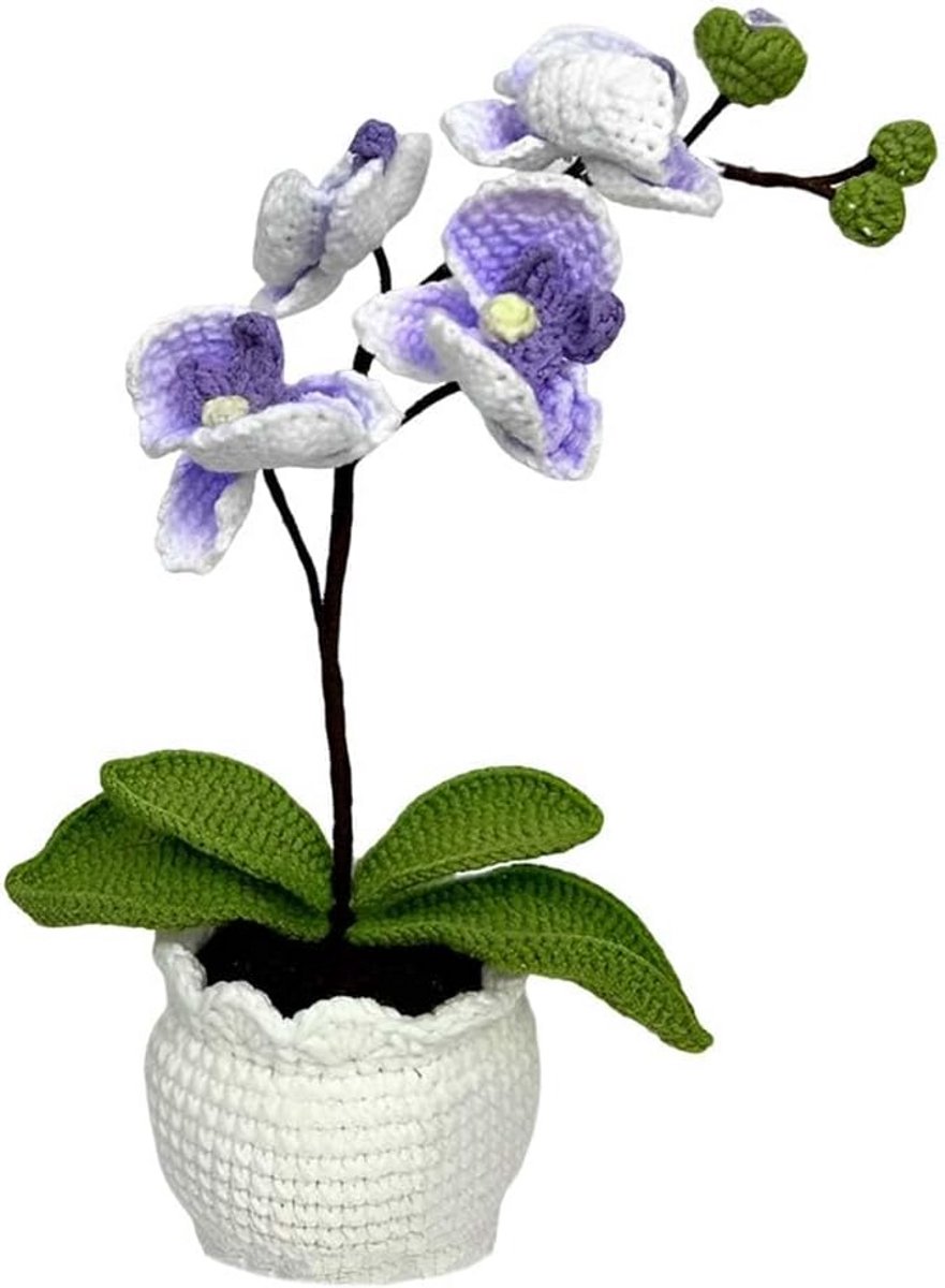 Gehaakte Phalaenopsis Orchidee Potplant - Handgemaakte Kunstbloemen voor Decoratie