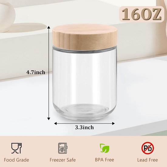 Meal Prep Glazen Set van 6 - 500ml Glas Joghurt Glazen voor Snacks, Gewürze en Cerealien — afbeelding 5