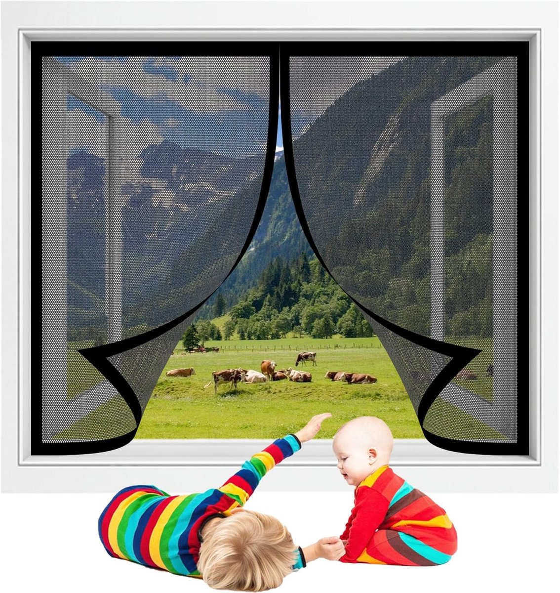 Magnetisch Horraamset 167x257 cm Zwart Insecten Hor Zonder Boren Voor Balkon en Ramen