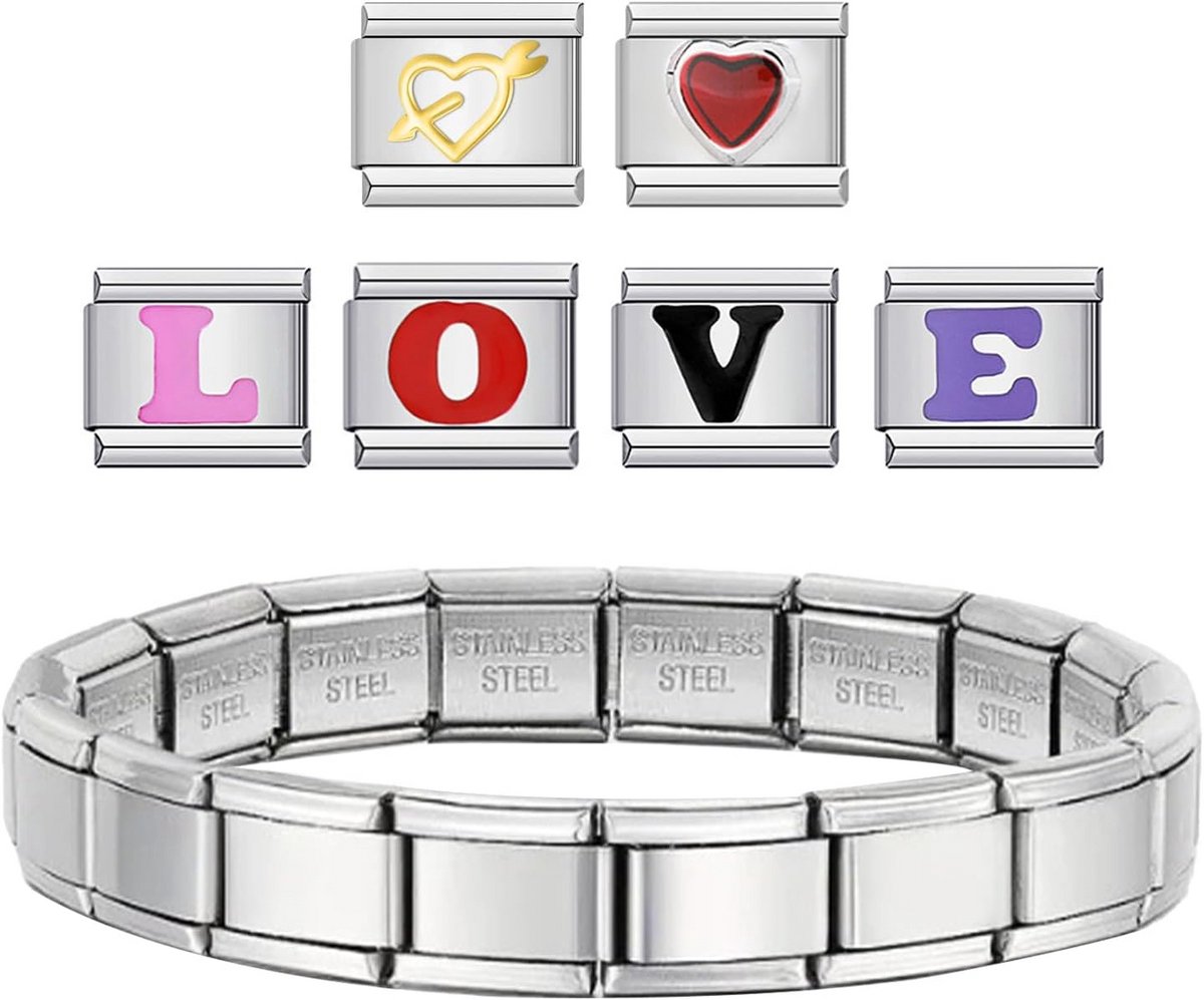 Bedelarmband met 6 Extra Bedels en Afneembare Modules voor Dames en Heren