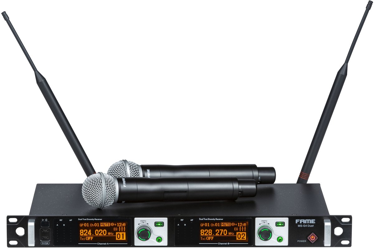 Fame MS-G4 Duet "MIC" C 824-832 MHz - Draadloze transmissie set
