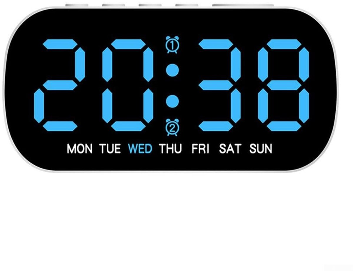 longziming -Multifunctionele Wekker - Wekker - met Dubbele Wekkertijden - LED Digitaal Display - met Verstelbare Helderheid - Snooze Functie en Datumweergave - Compact Ontwerp voor Nachtkastje - 13x3,5x6,5cm
