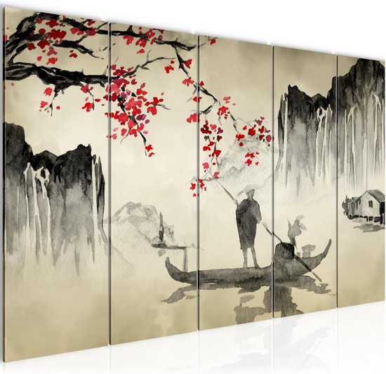 Indrukwekkende Japanse Kunstafdruk op Fleece Canvas voor Wanddecoratie