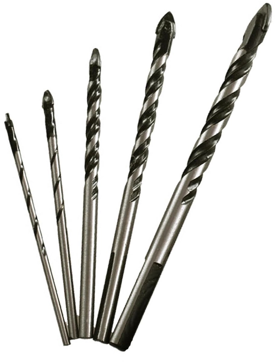 Metselwerkboorset voor Glas, Baksteen, Kunststof en Hout – Set van 5 Stuks met Driehoekige Handgreep