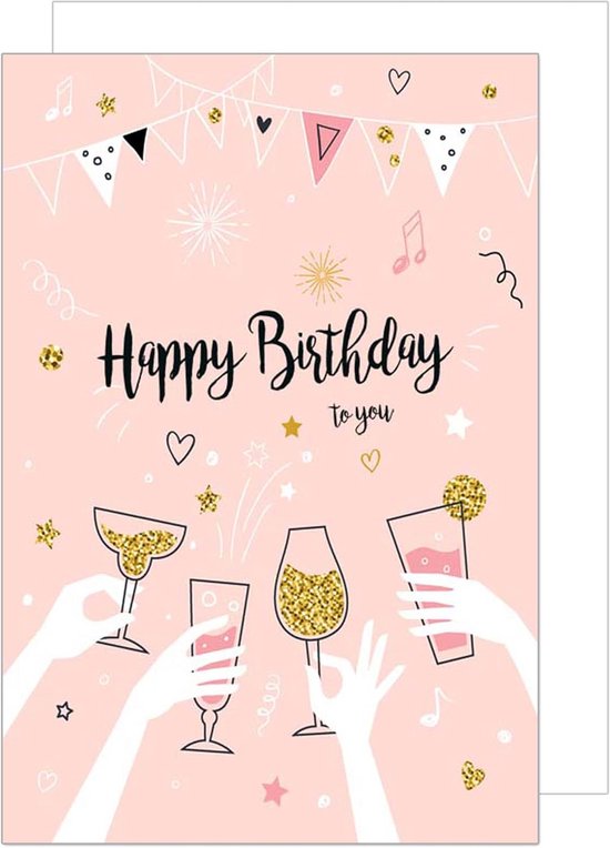 Premium verjaardagskaart met envelop - Wenskaart Happy Birthday voor ...