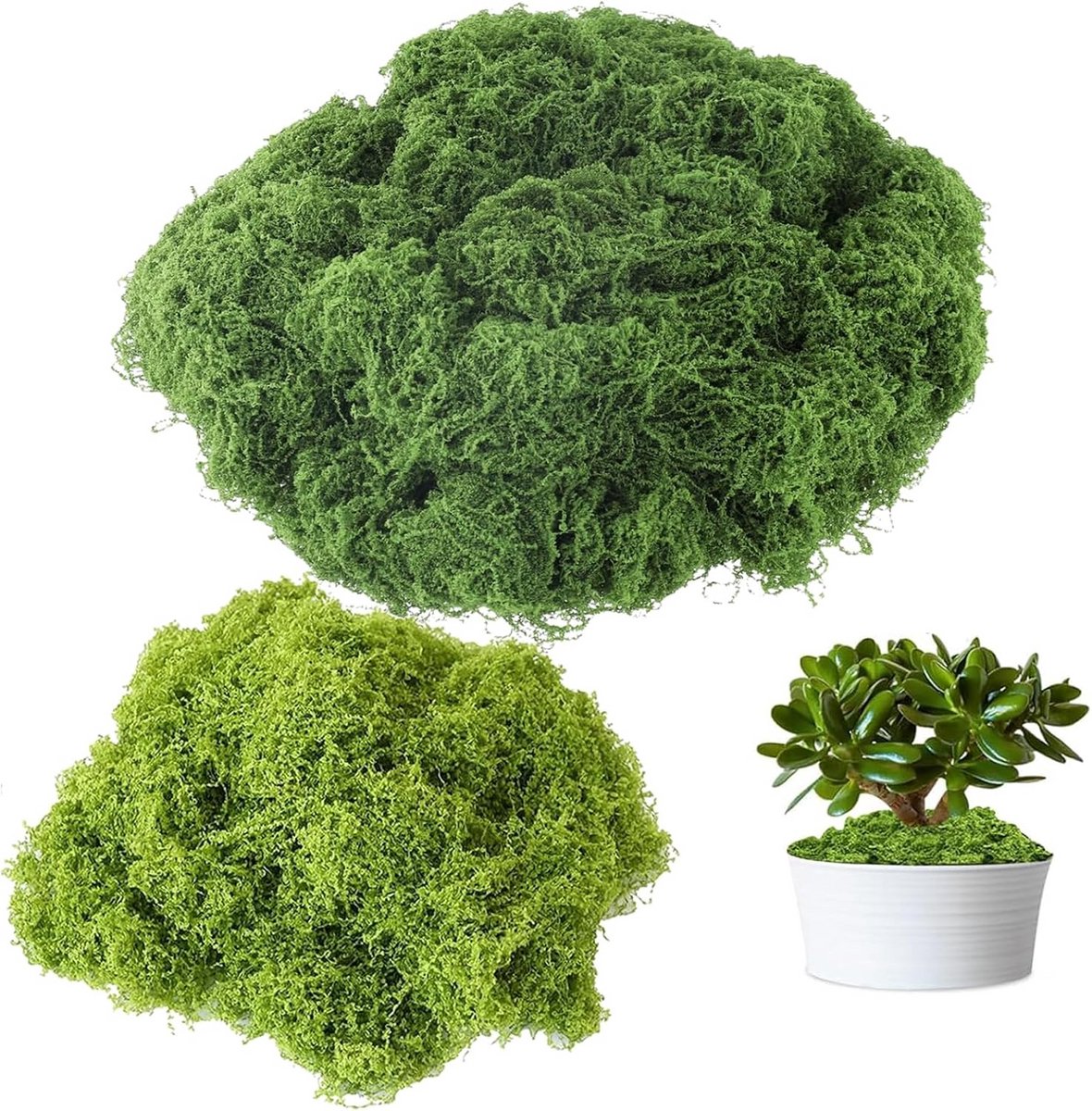Kunstmos voor knutselen - Donkergroen en Lichtgroen, 150 g