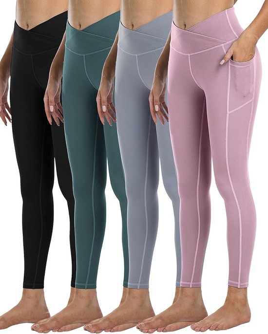 Dames Leggings met Zakken, Hoge Taille en Buikcontrole - 4 Pack — afbeelding 3