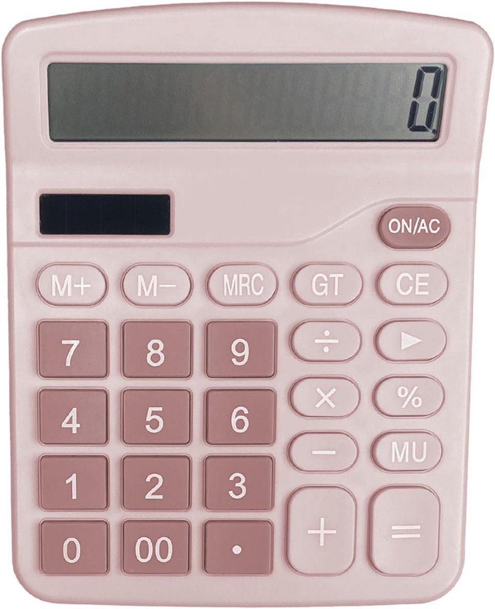 Zakrekenmachine met 12-cijferig LCD-display en grote toetsen voor kantoor, school en thuis