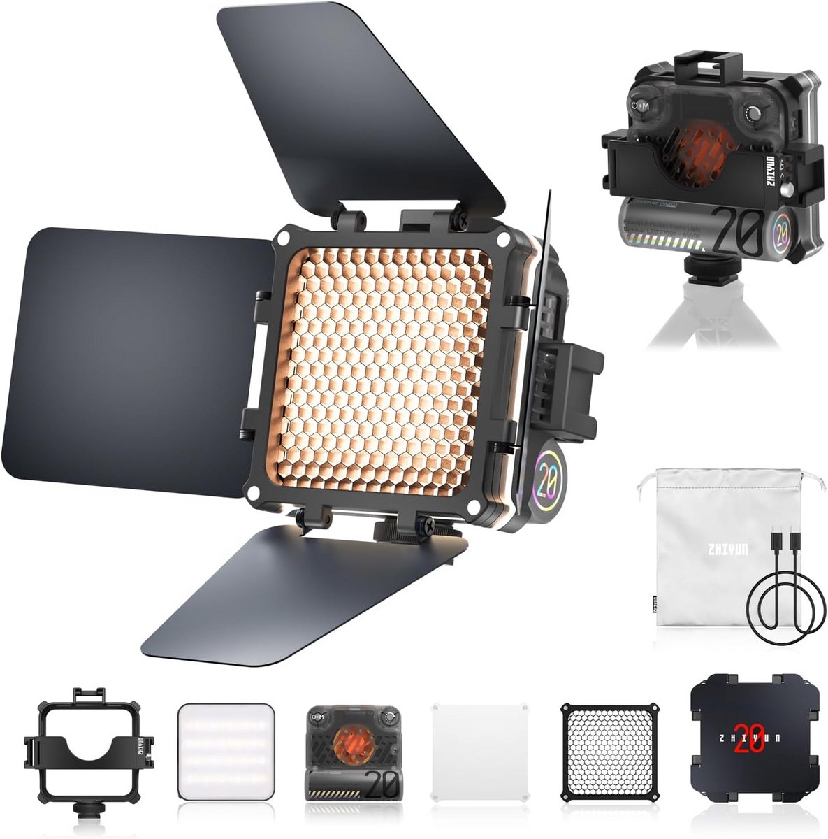 Bi-Color LED Videolamp met 2010 Lux en Magnetische Accessoires