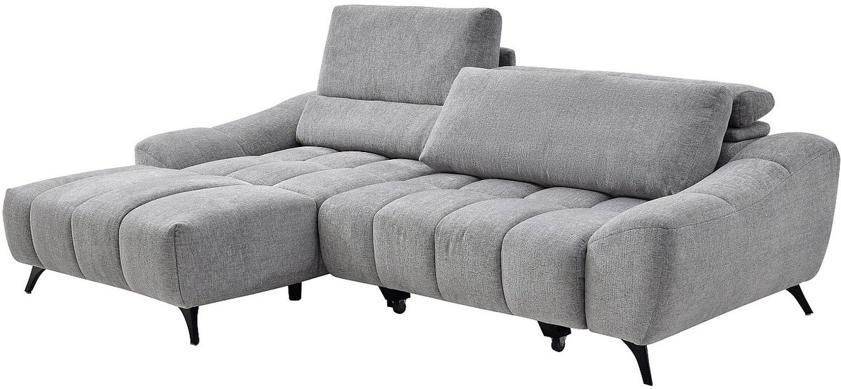 Vente-unique Relax hoekbank met hoek links met verschuifbare zitting in grijze stof ELOSIA Grijs