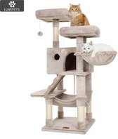Lunspets - Arbre à chat - Arbre à chat pour grands chats - Arbre à chat - 135 cm de haut - Maison pour chats - Arbre à chat avec hamac - Beige - 50x50cm