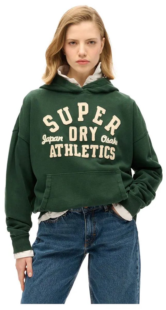 Superdry Athletic Essentials oversized hoodie met applicatie Dames Hoodies Groen