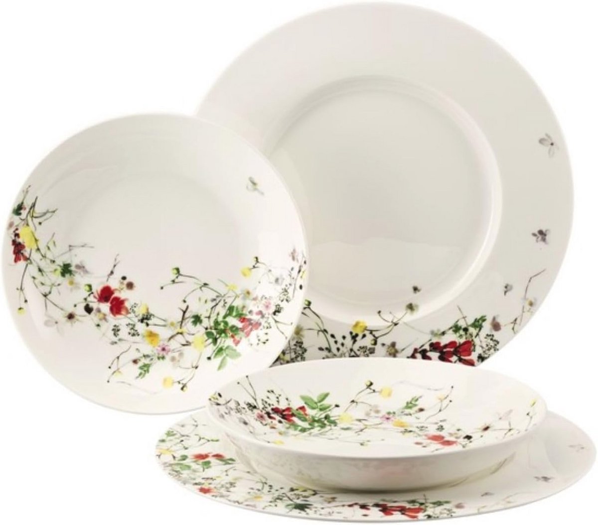 Set 4-delig servies met kleurrijk bloemendecor